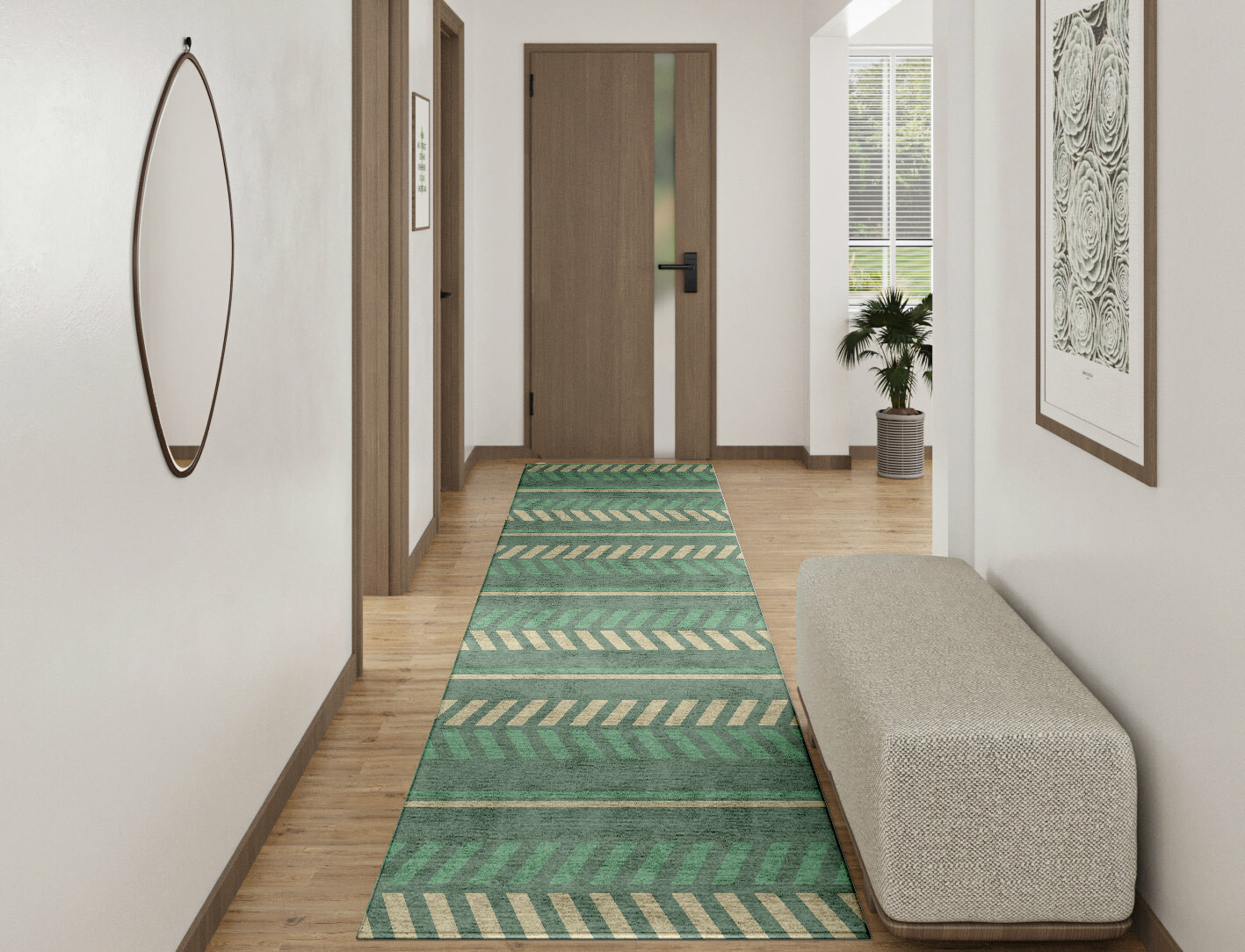 Crosslane Geometric Runner Hand Tufted Bamboo Silk Custom Rug by Rug Artisan