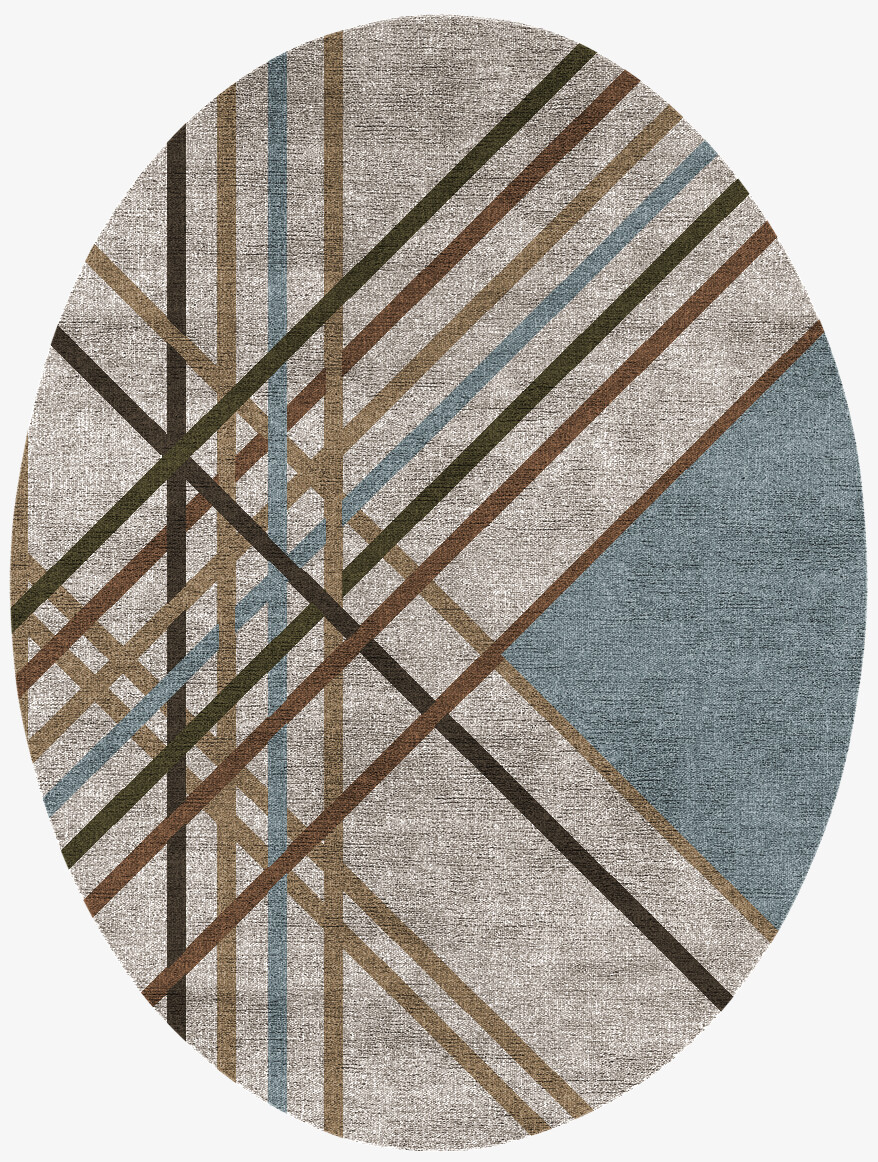 Crosswind Modern Art Oval Flatweave Bamboo Silk Custom Rug by Rug Artisan