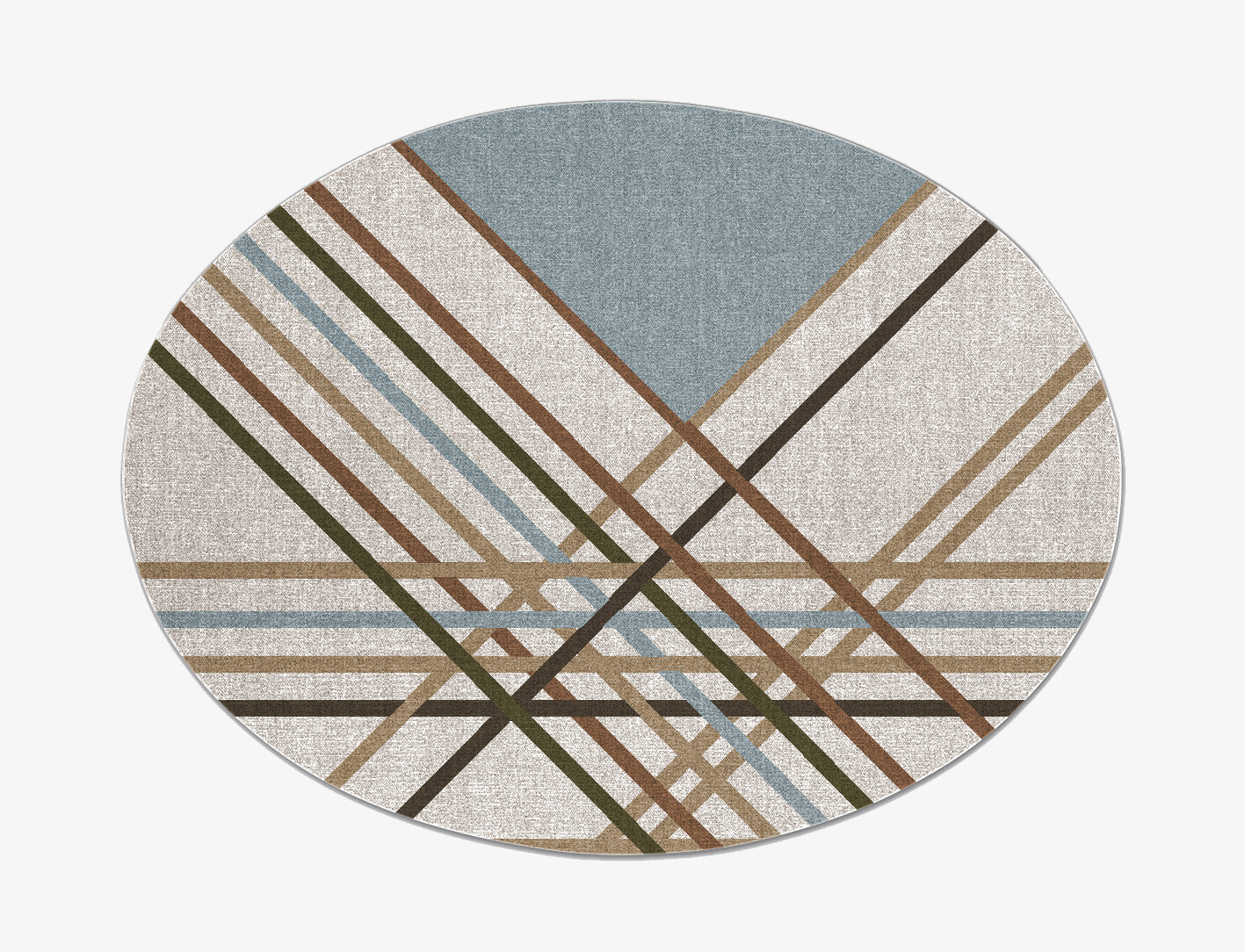 Crosswind Modern Art Oval Flatweave New Zealand Wool Custom Rug by Rug Artisan