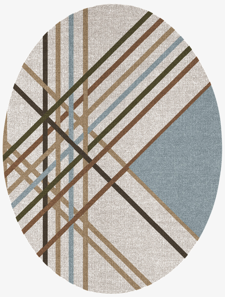 Crosswind Modern Art Oval Flatweave New Zealand Wool Custom Rug by Rug Artisan