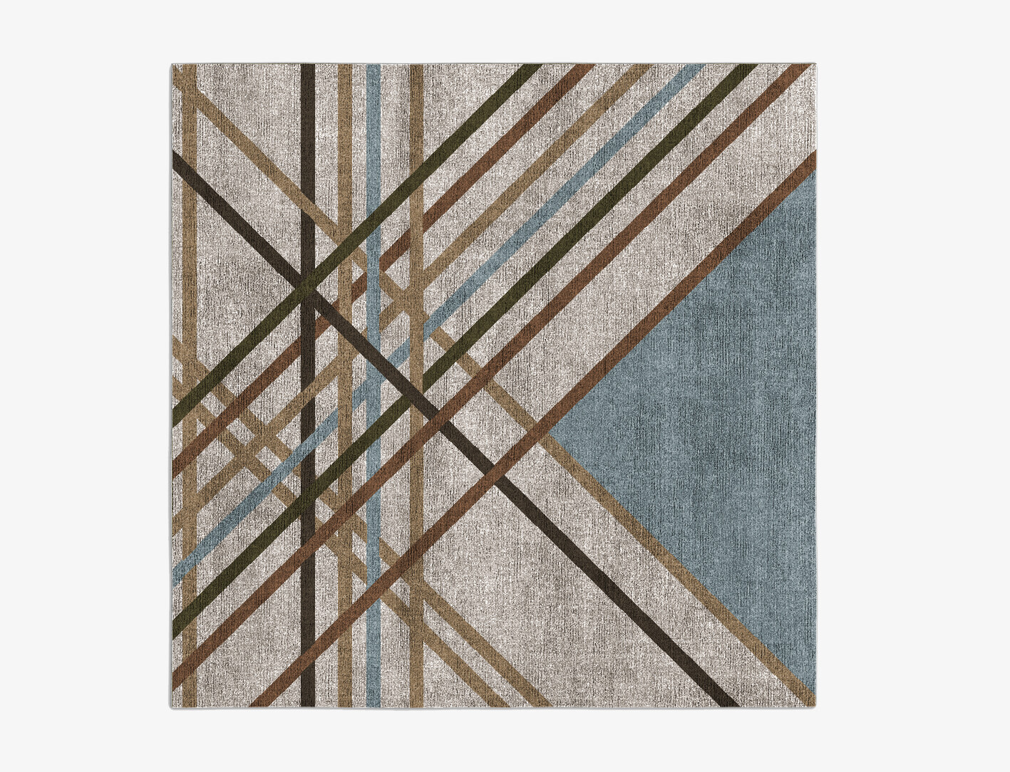 Crosswind Modern Art Square Flatweave Bamboo Silk Custom Rug by Rug Artisan