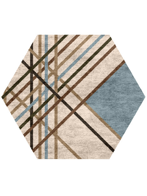 Crosswind Modern Art Hexagon Hand Knotted Bamboo Silk Custom Rug by Rug Artisan