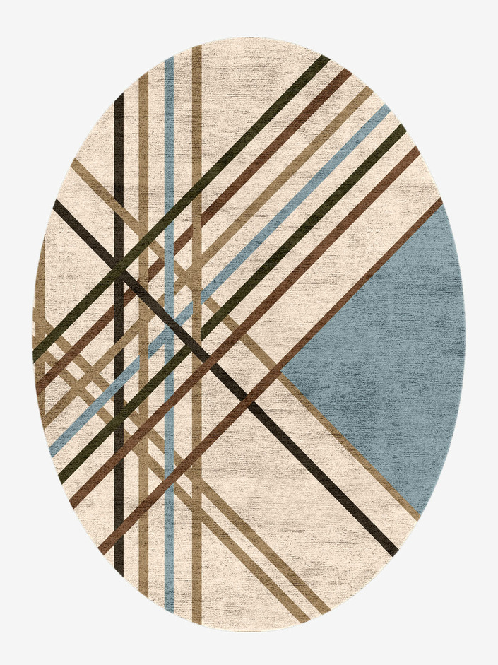 Crosswind Modern Art Oval Hand Knotted Bamboo Silk Custom Rug by Rug Artisan