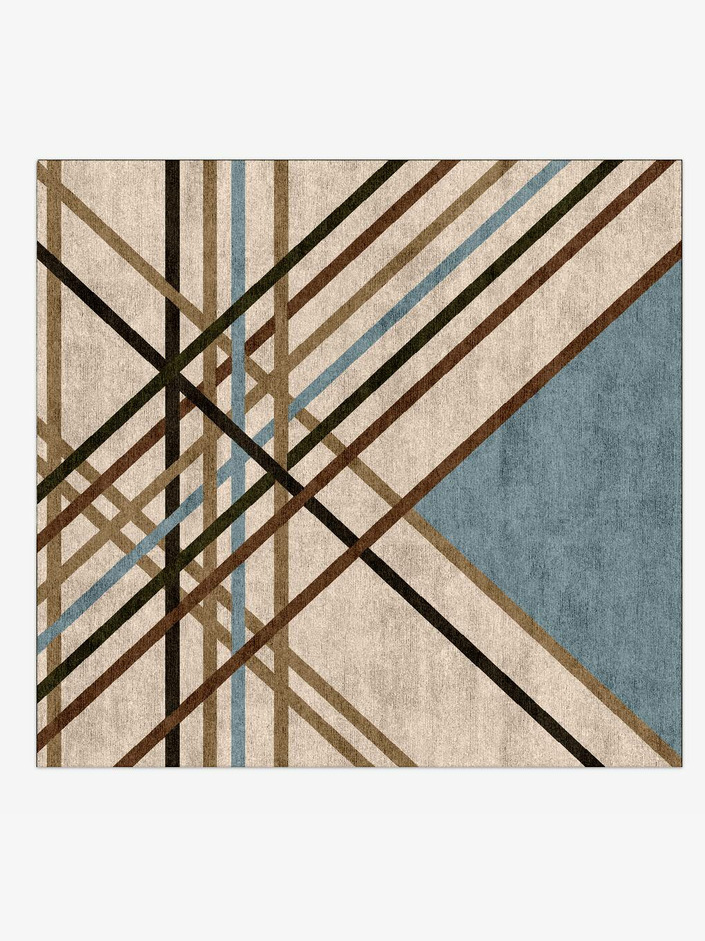 Crosswind Modern Art Square Hand Knotted Bamboo Silk Custom Rug by Rug Artisan