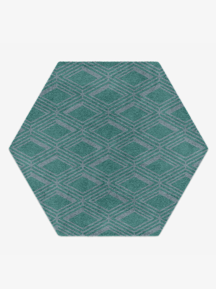 Crossword Modern Geometrics Hexagon Hand Knotted Tibetan Wool Custom Rug by Rug Artisan