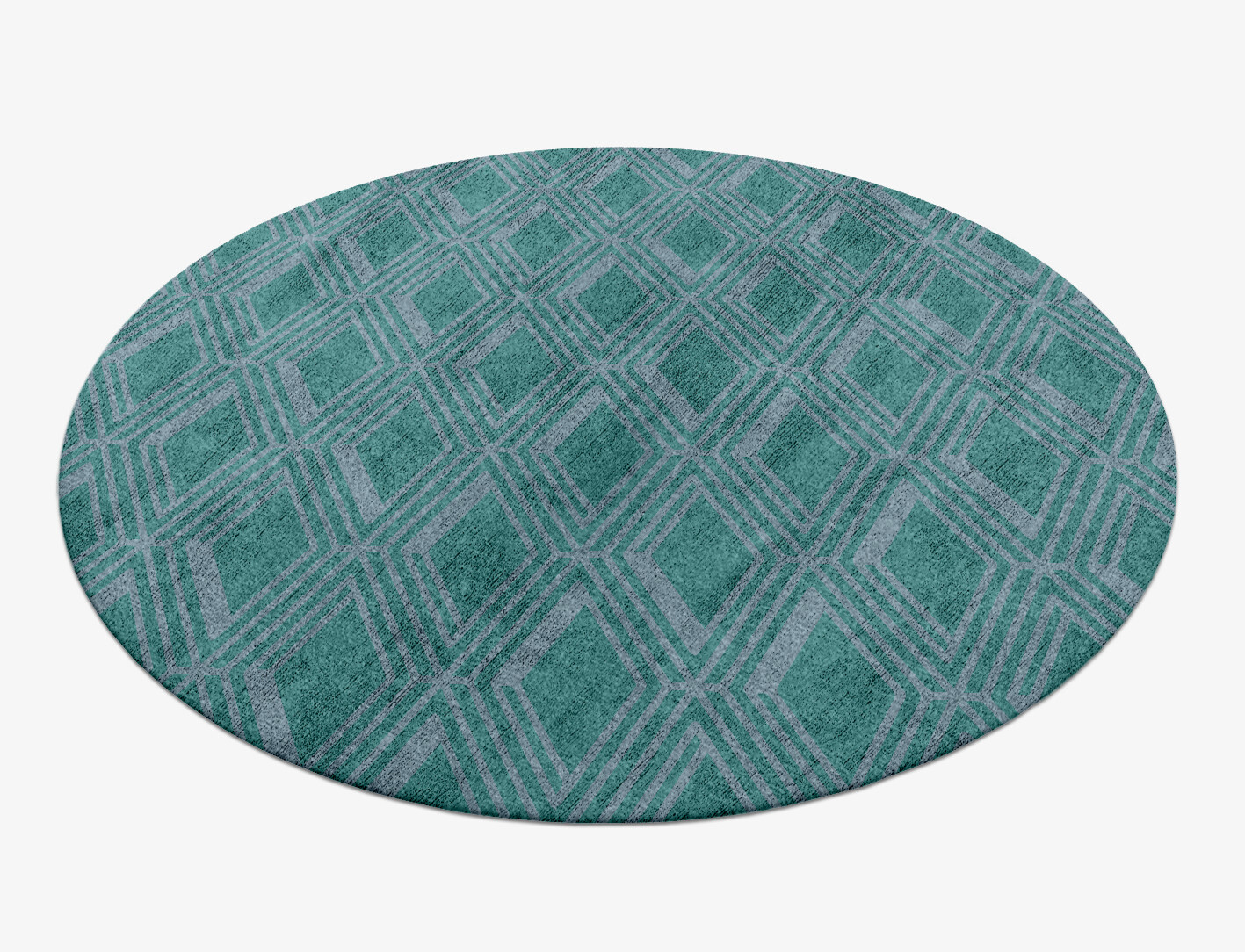Crossword Geometric Round Hand Knotted Bamboo Silk Custom Rug by Rug Artisan