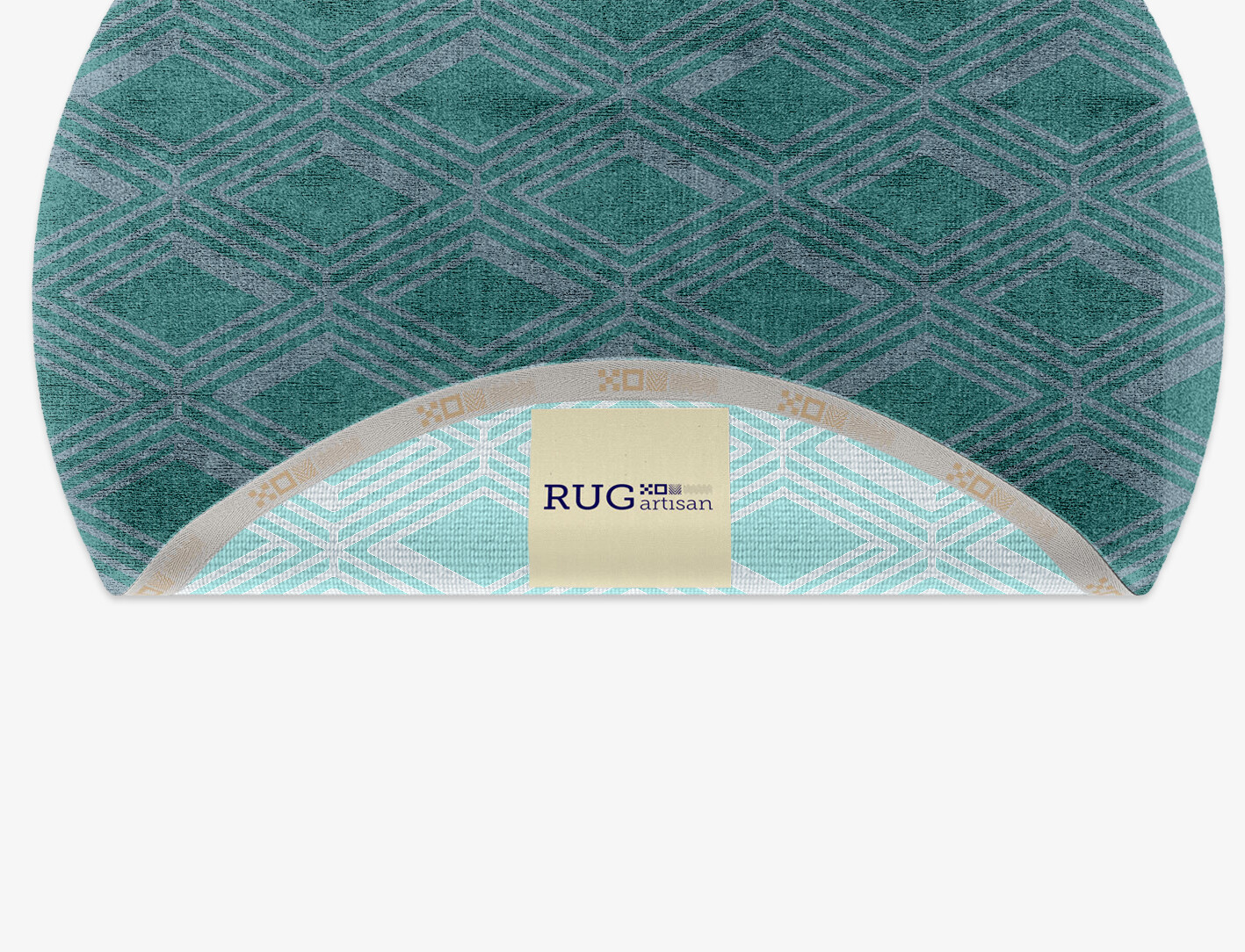 Crossword Geometric Round Hand Knotted Bamboo Silk Custom Rug by Rug Artisan