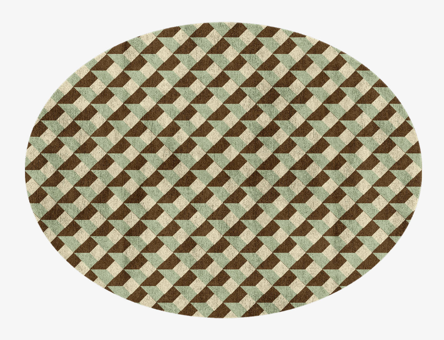 Cubbyholes Modern Geometrics Oval Hand Knotted Bamboo Silk Custom Rug by Rug Artisan