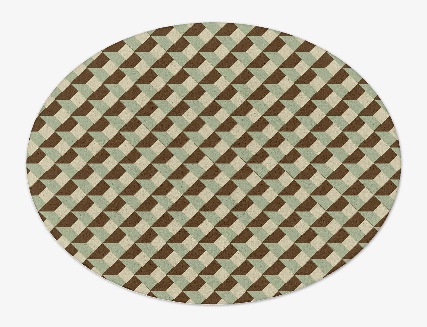 Cubbyholes Modern Geometrics Oval Hand Tufted Pure Wool Custom Rug by Rug Artisan