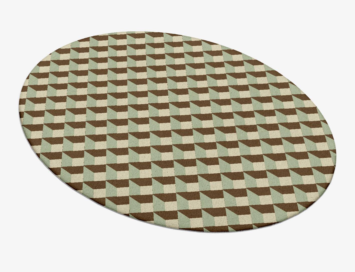 Cubbyholes Modern Geometrics Oval Hand Tufted Pure Wool Custom Rug by Rug Artisan