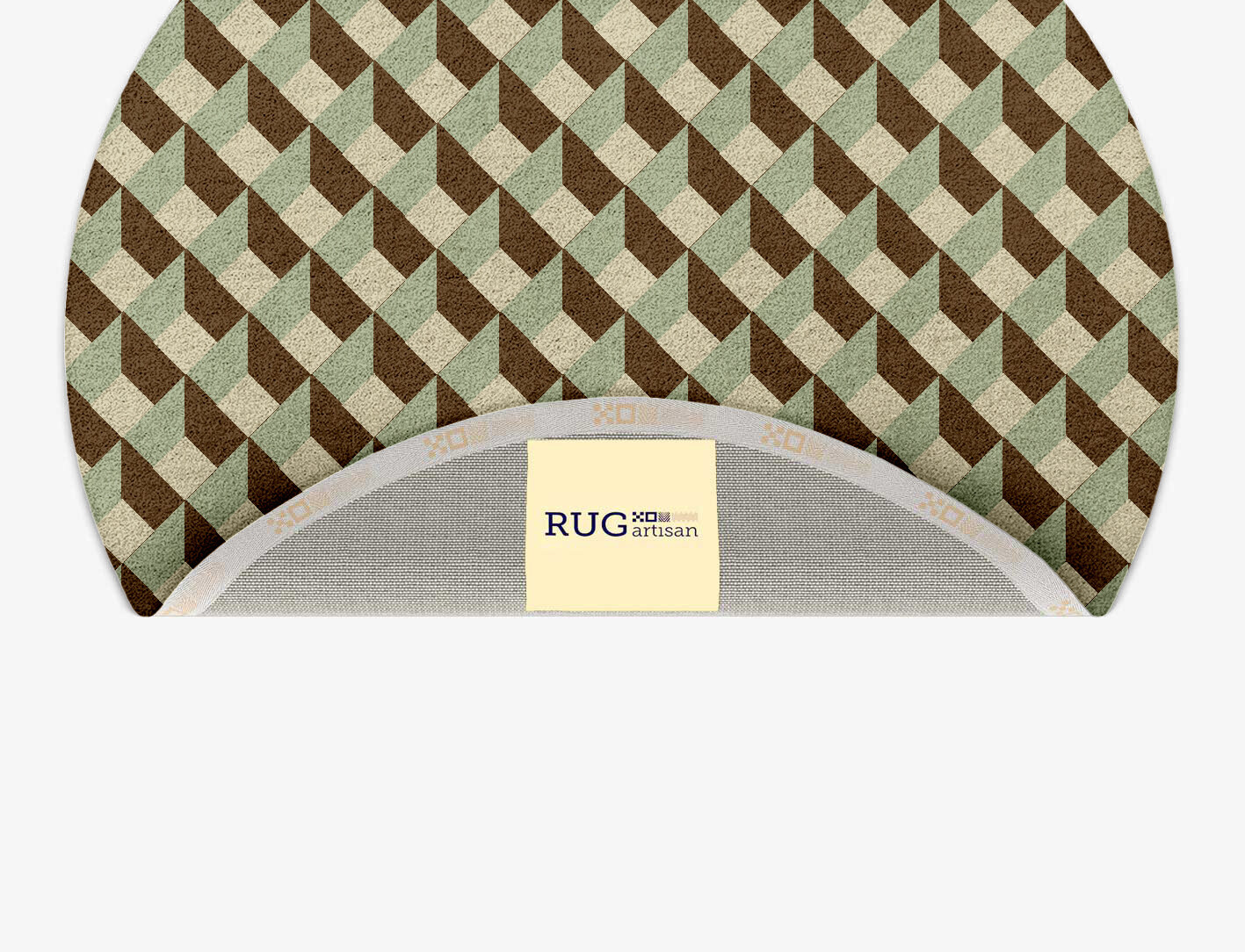 Cubbyholes Geometric Round Hand Tufted Pure Wool Custom Rug by Rug Artisan