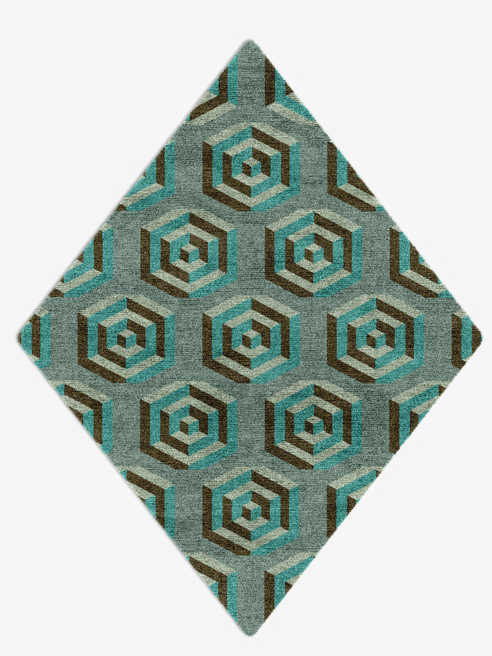 Cubicles Modern Geometrics Diamond Hand Knotted Bamboo Silk Custom Rug by Rug Artisan