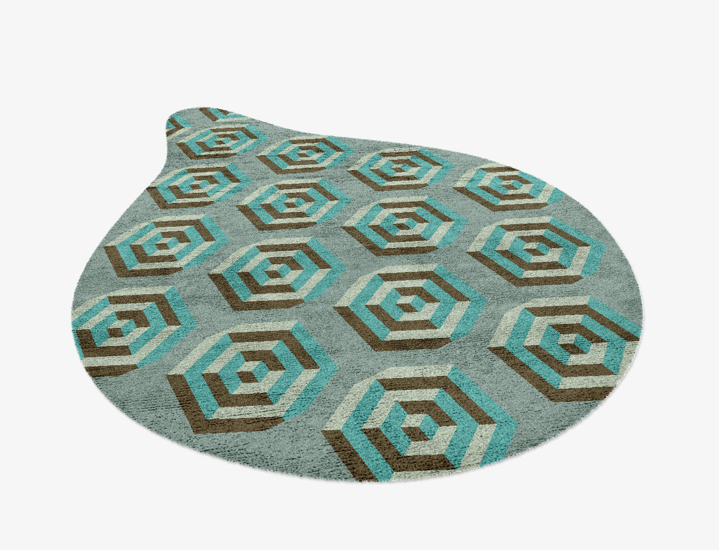 Cubicles Modern Geometrics Drop Hand Knotted Bamboo Silk Custom Rug by Rug Artisan