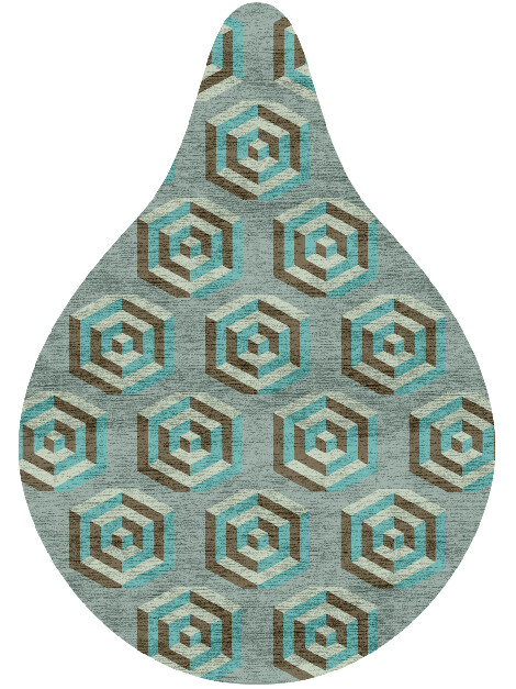 Cubicles Modern Geometrics Drop Hand Knotted Bamboo Silk Custom Rug by Rug Artisan
