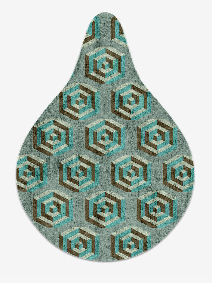 Cubicles Modern Geometrics Drop Hand Knotted Bamboo Silk Custom Rug by Rug Artisan