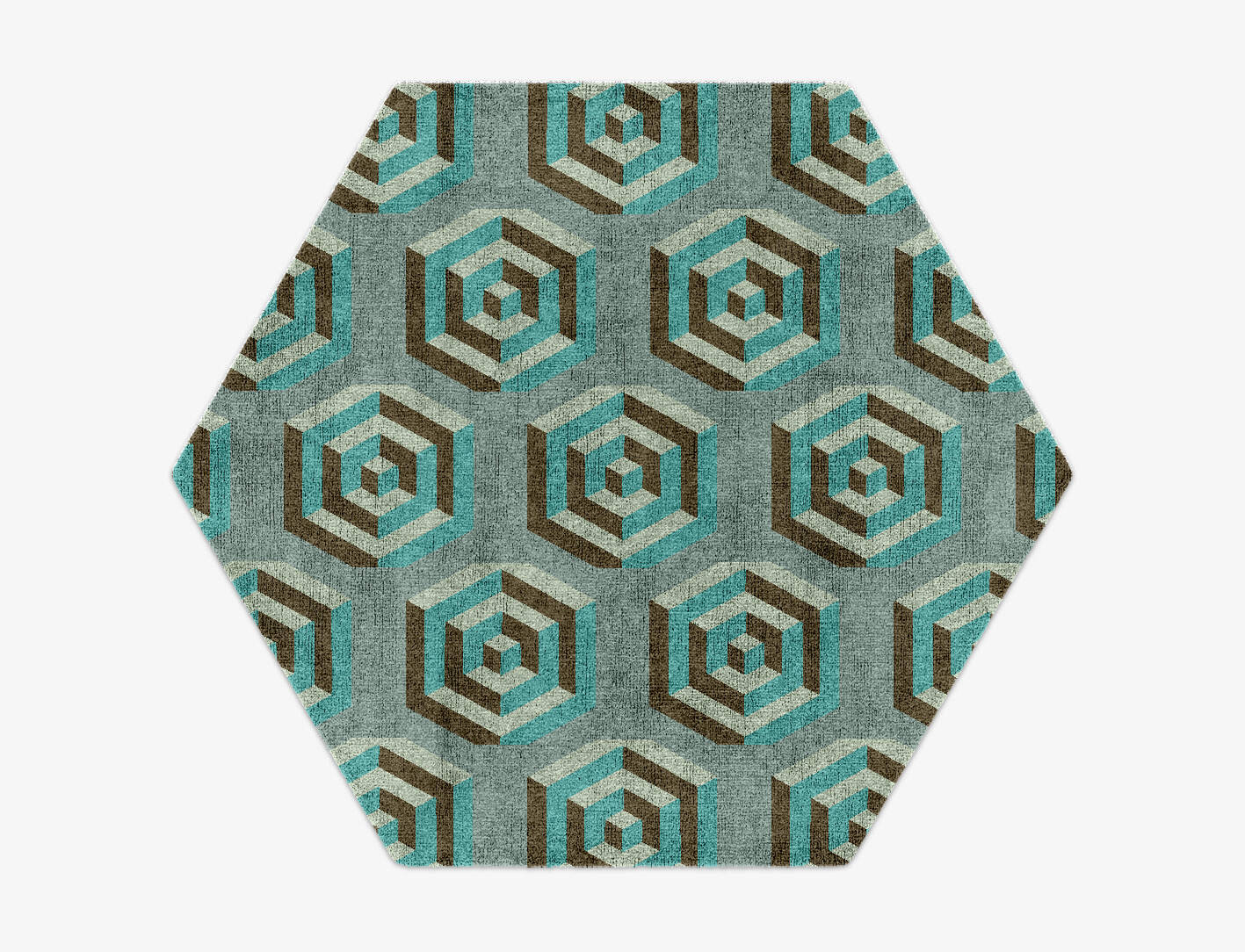 Cubicles Modern Geometrics Hexagon Hand Knotted Bamboo Silk Custom Rug by Rug Artisan