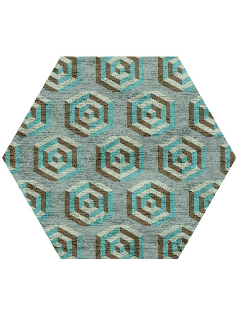 Cubicles Modern Geometrics Hexagon Hand Knotted Bamboo Silk Custom Rug by Rug Artisan