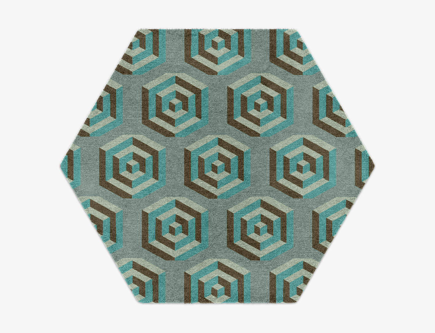 Cubicles Modern Geometrics Hexagon Hand Knotted Tibetan Wool Custom Rug by Rug Artisan