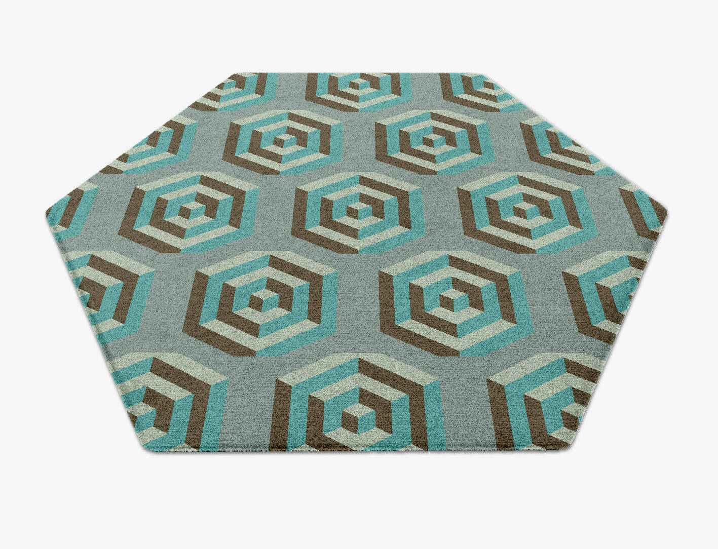 Cubicles Modern Geometrics Hexagon Hand Knotted Tibetan Wool Custom Rug by Rug Artisan