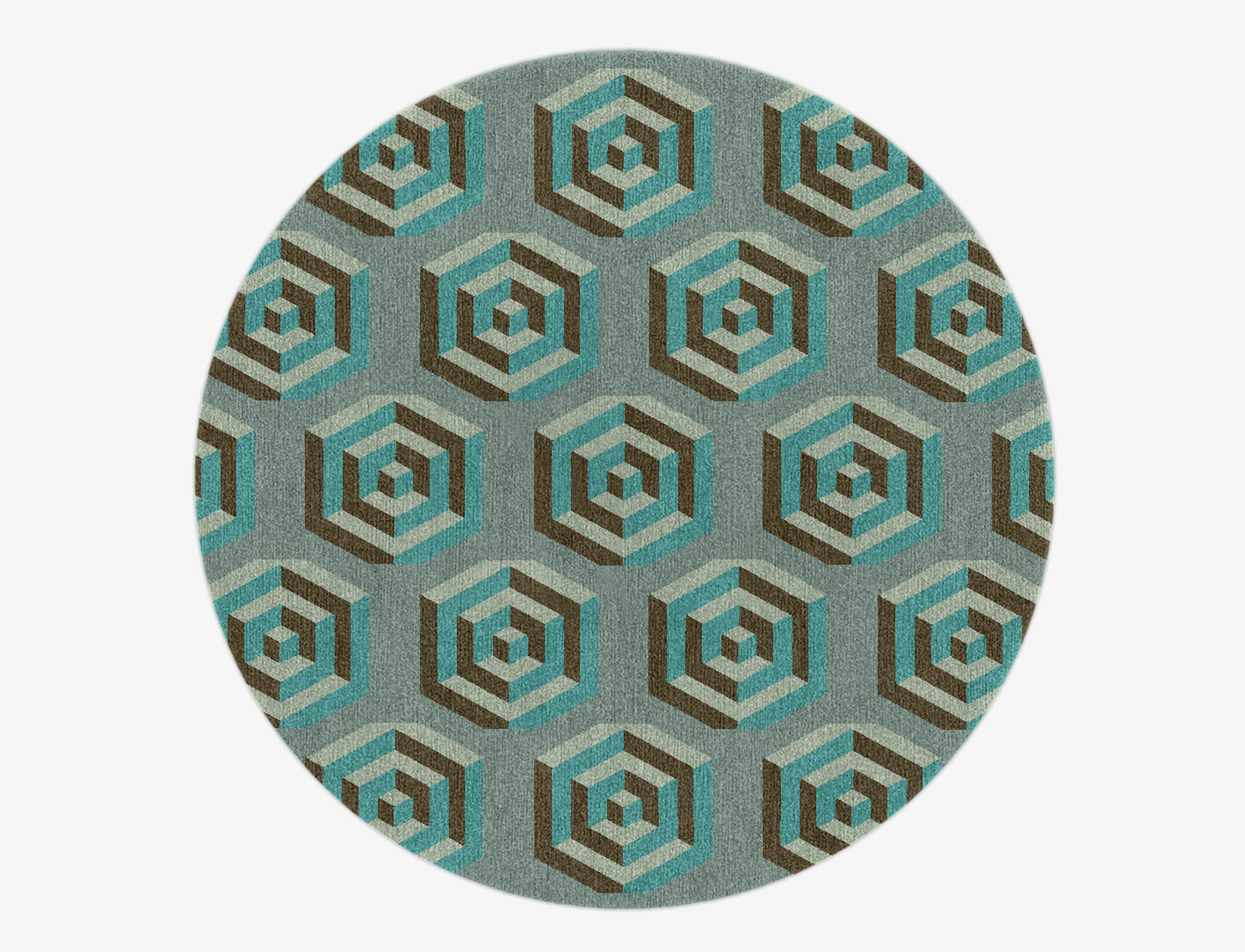 Cubicles Geometric Round Hand Knotted Tibetan Wool Custom Rug by Rug Artisan