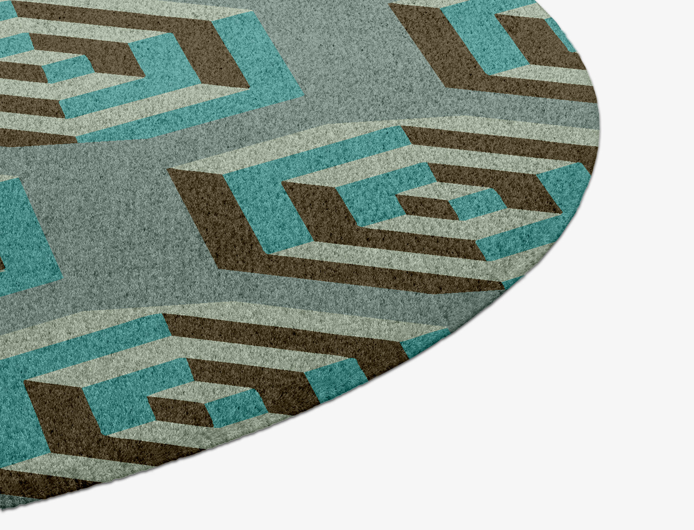 Cubicles Geometric Round Hand Knotted Tibetan Wool Custom Rug by Rug Artisan