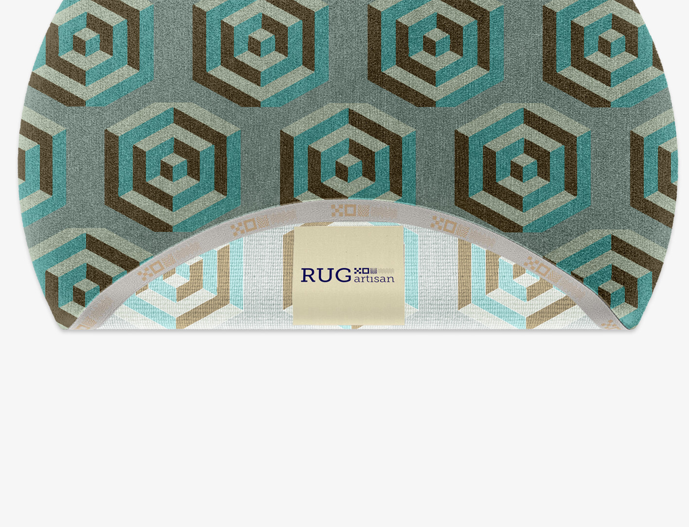 Cubicles Geometric Round Hand Knotted Tibetan Wool Custom Rug by Rug Artisan