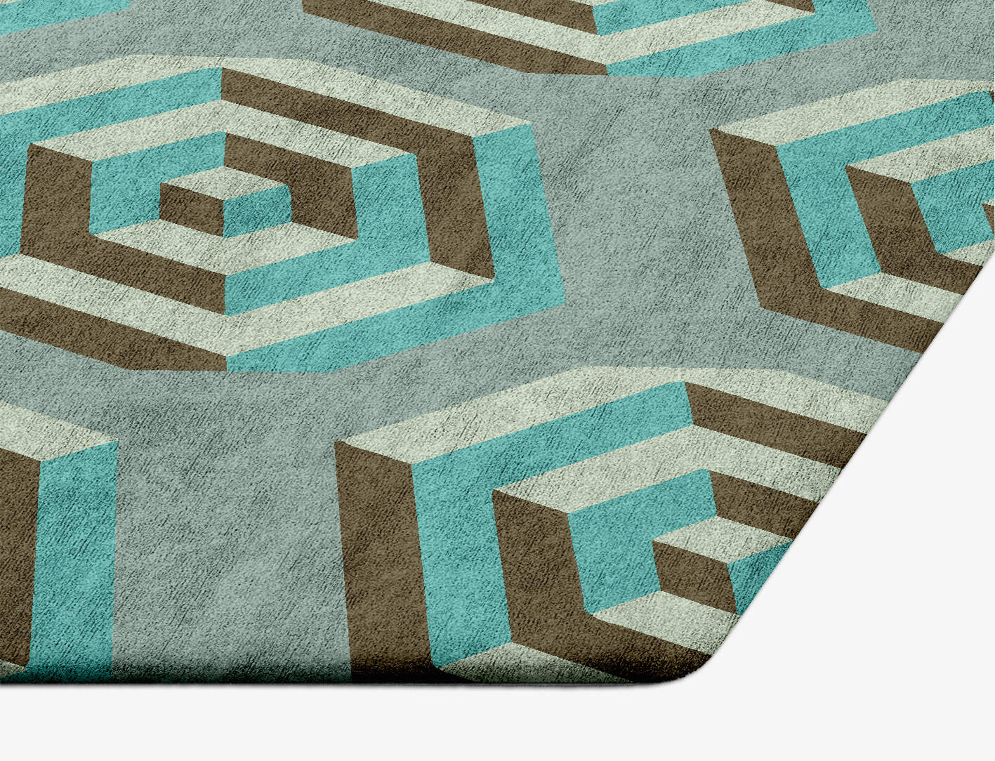 Cubicles Modern Geometrics Hexagon Hand Tufted Bamboo Silk Custom Rug by Rug Artisan