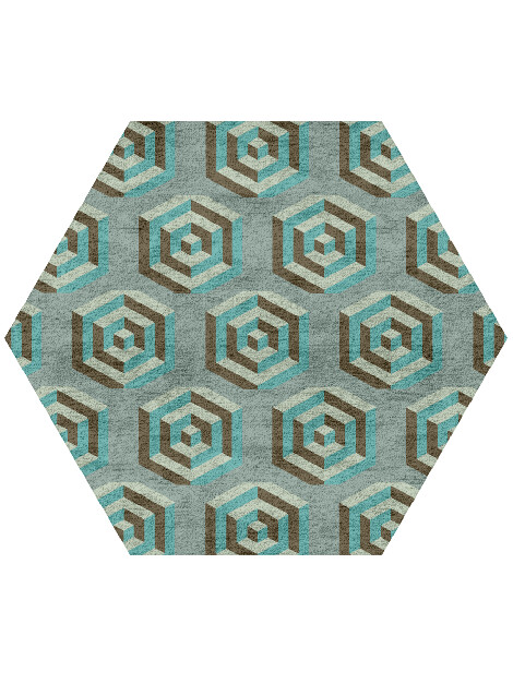 Cubicles Modern Geometrics Hexagon Hand Tufted Bamboo Silk Custom Rug by Rug Artisan