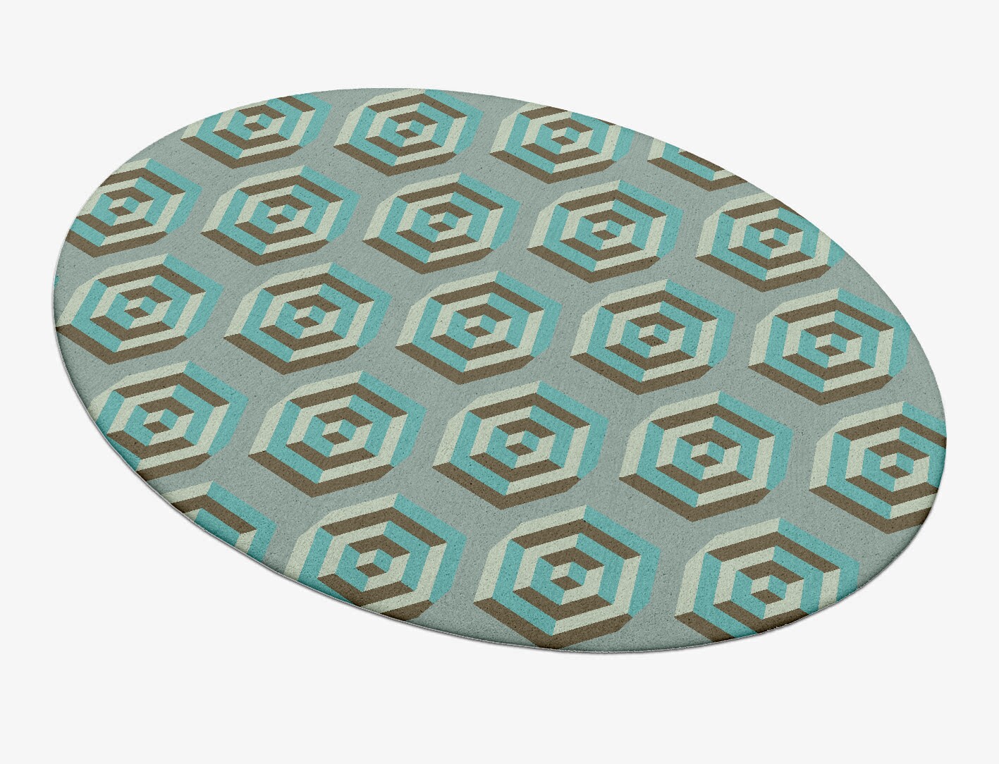Cubicles Geometric Oval Hand Tufted Pure Wool Custom Rug by Rug Artisan