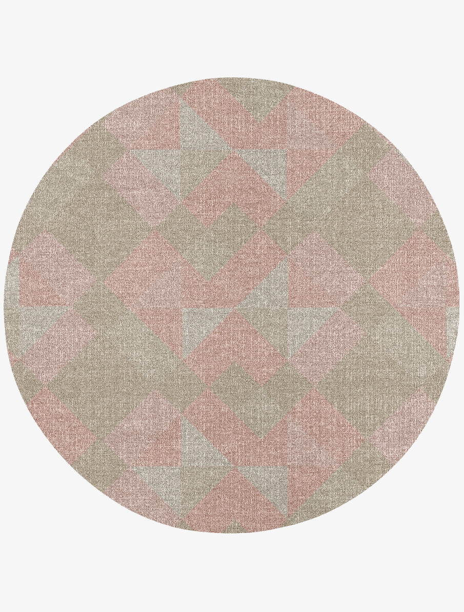 Cubism Minimalist Round Flatweave New Zealand Wool Custom Rug by Rug Artisan