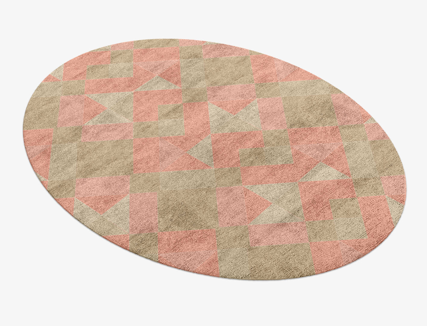 Cubism Minimalist Oval Hand Knotted Bamboo Silk Custom Rug by Rug Artisan