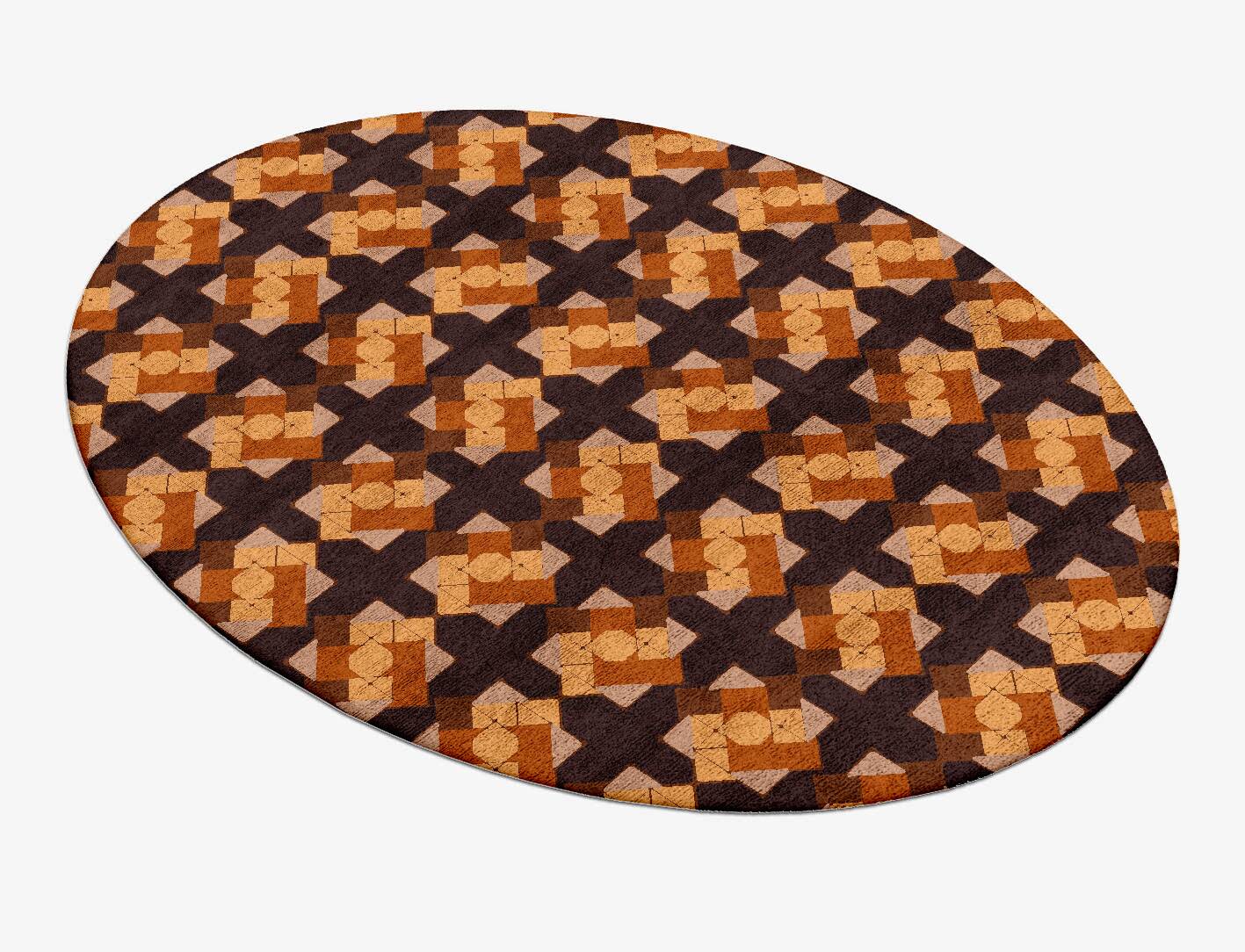 Cuboids Modern Geometrics Oval Hand Tufted Bamboo Silk Custom Rug by Rug Artisan
