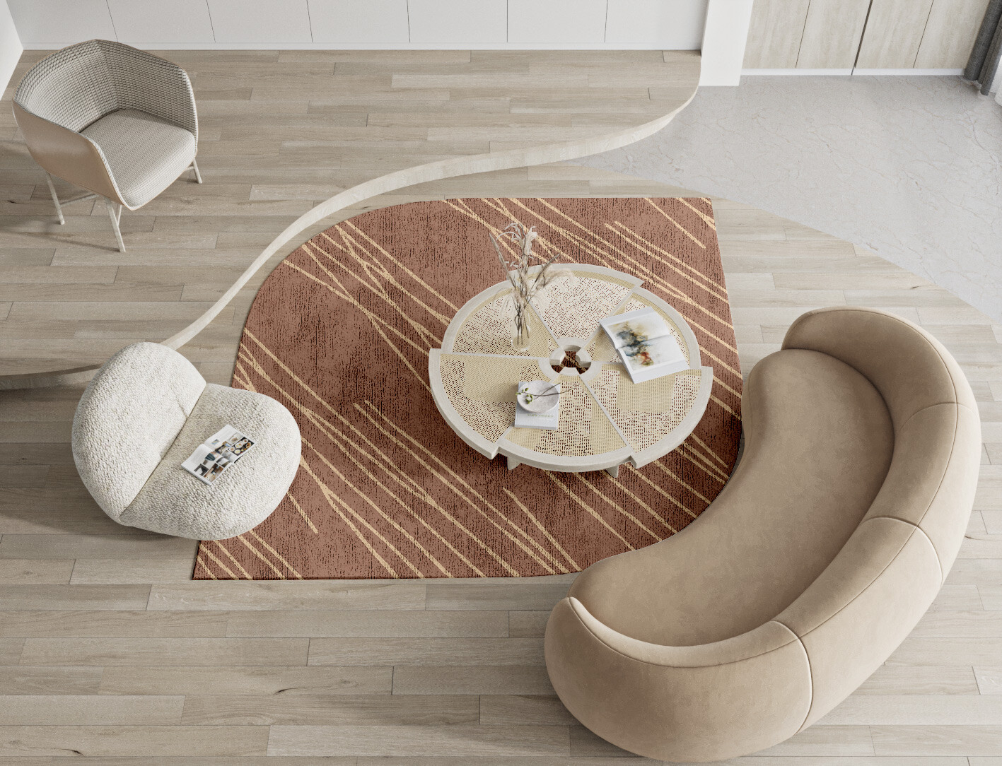 Cue Minimalist Ogee Hand Knotted Bamboo Silk Custom Rug by Rug Artisan