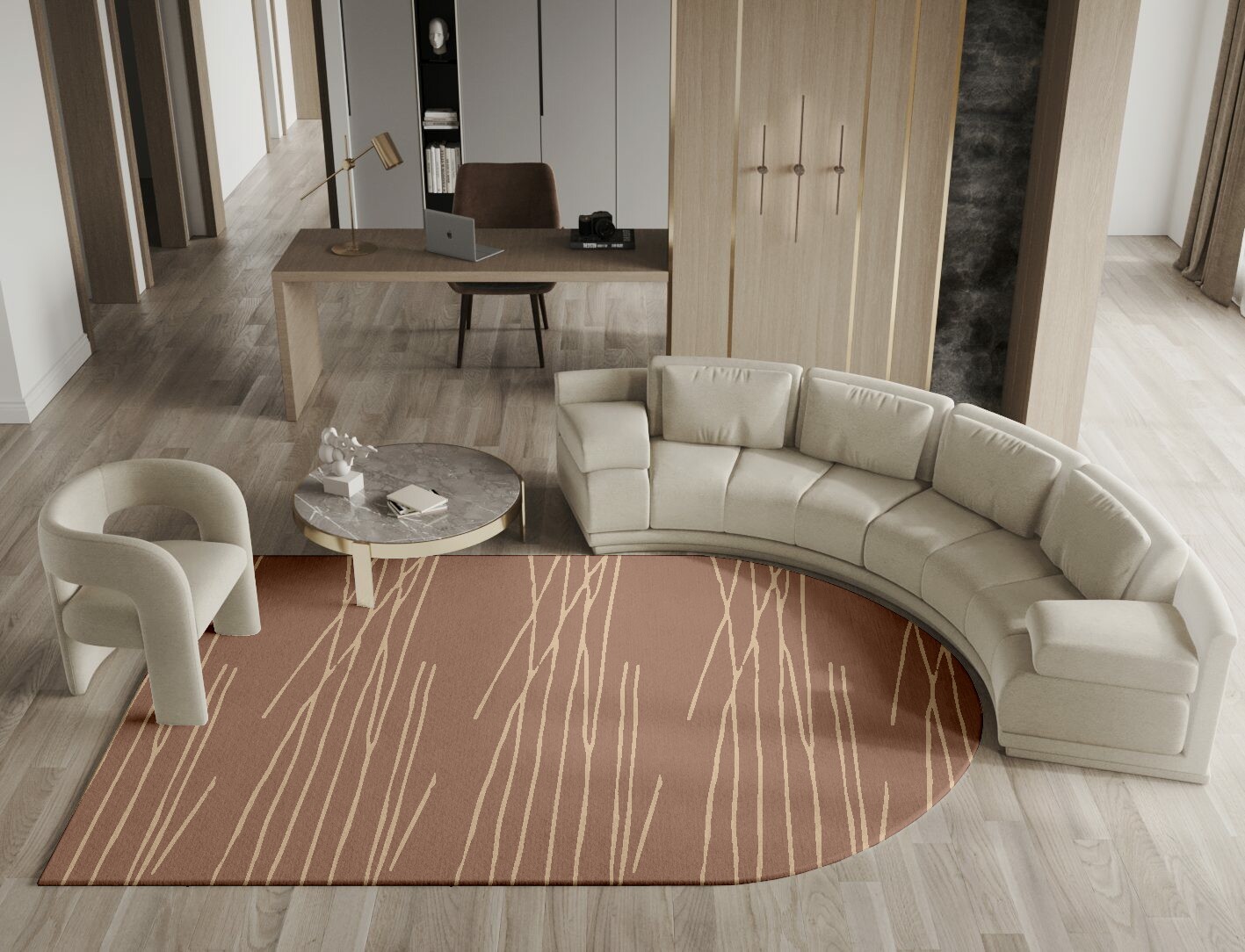 Cue Minimalist Arch Hand Tufted Pure Wool Custom Rug by Rug Artisan