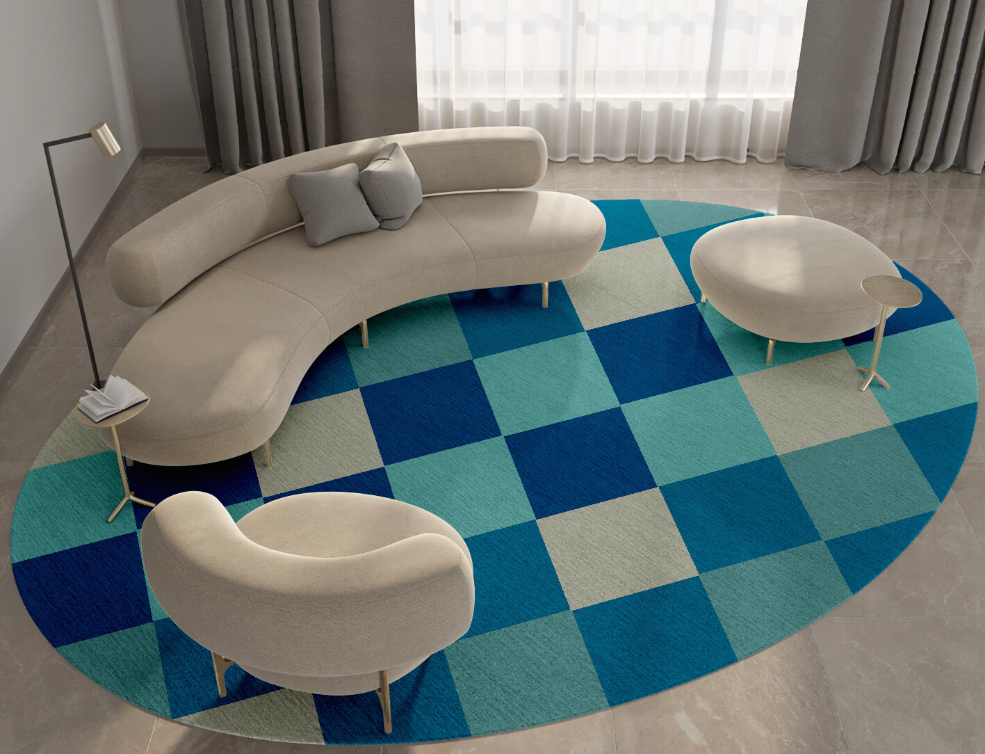 Curacao Geometric Oval Hand Knotted Tibetan Wool Custom Rug by Rug Artisan