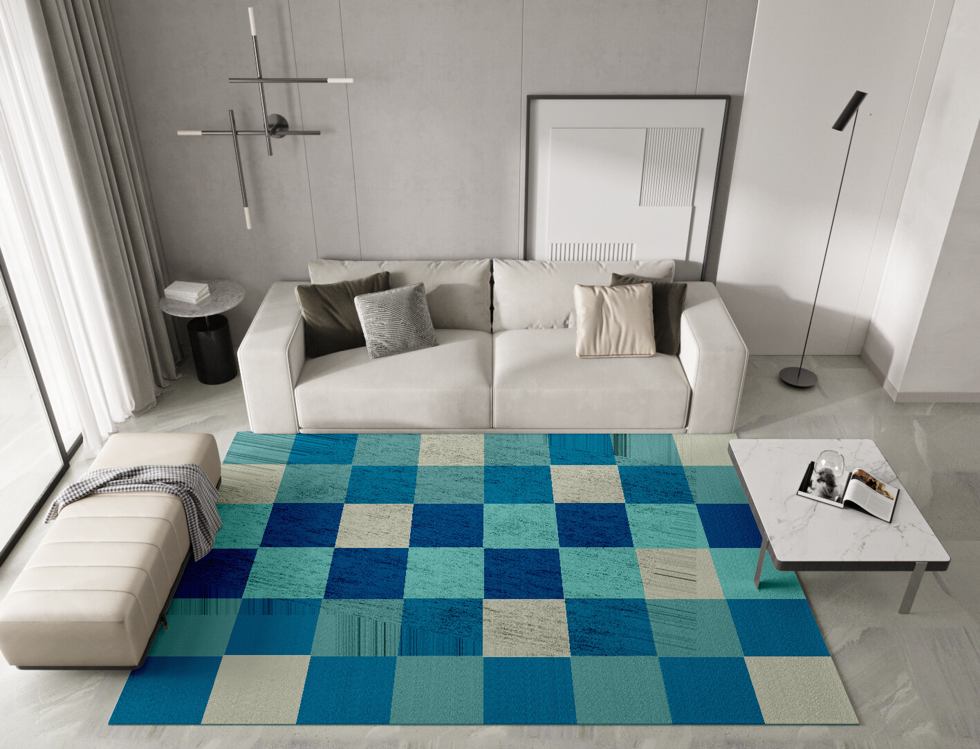 Curacao Geometric Rectangle Hand Knotted Bamboo Silk Custom Rug by Rug Artisan