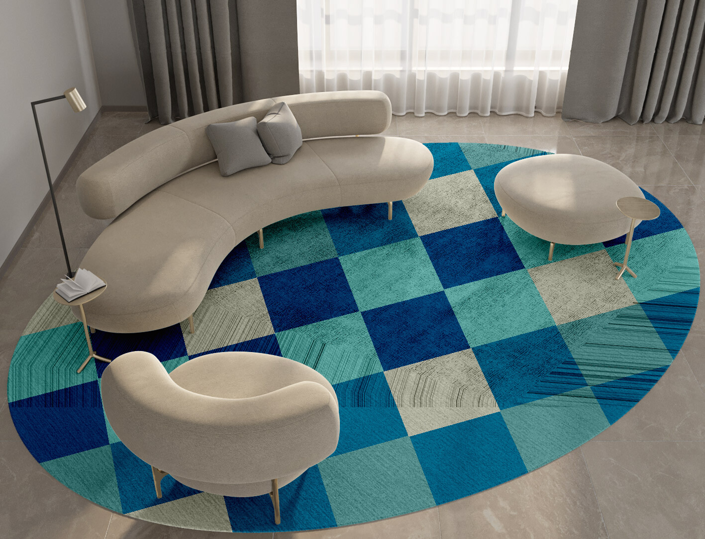 Curacao Geometric Oval Hand Tufted Bamboo Silk Custom Rug by Rug Artisan