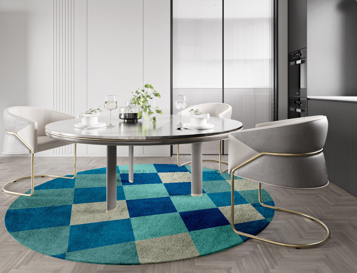 Curacao Geometric Round Hand Tufted Bamboo Silk Custom Rug by Rug Artisan