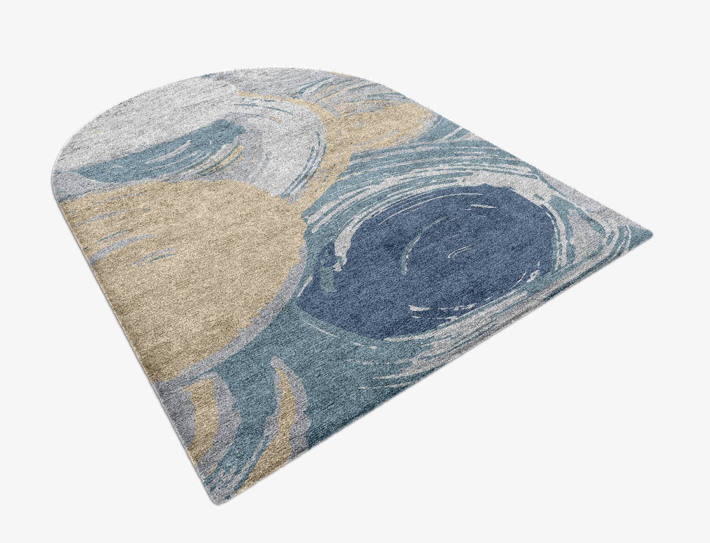 Curl Cerulean Arch Hand Knotted Bamboo Silk Custom Rug by Rug Artisan