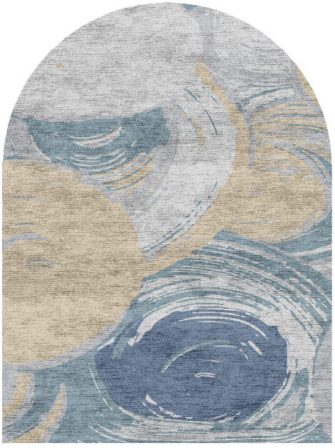 Curl Cerulean Arch Hand Knotted Bamboo Silk Custom Rug by Rug Artisan