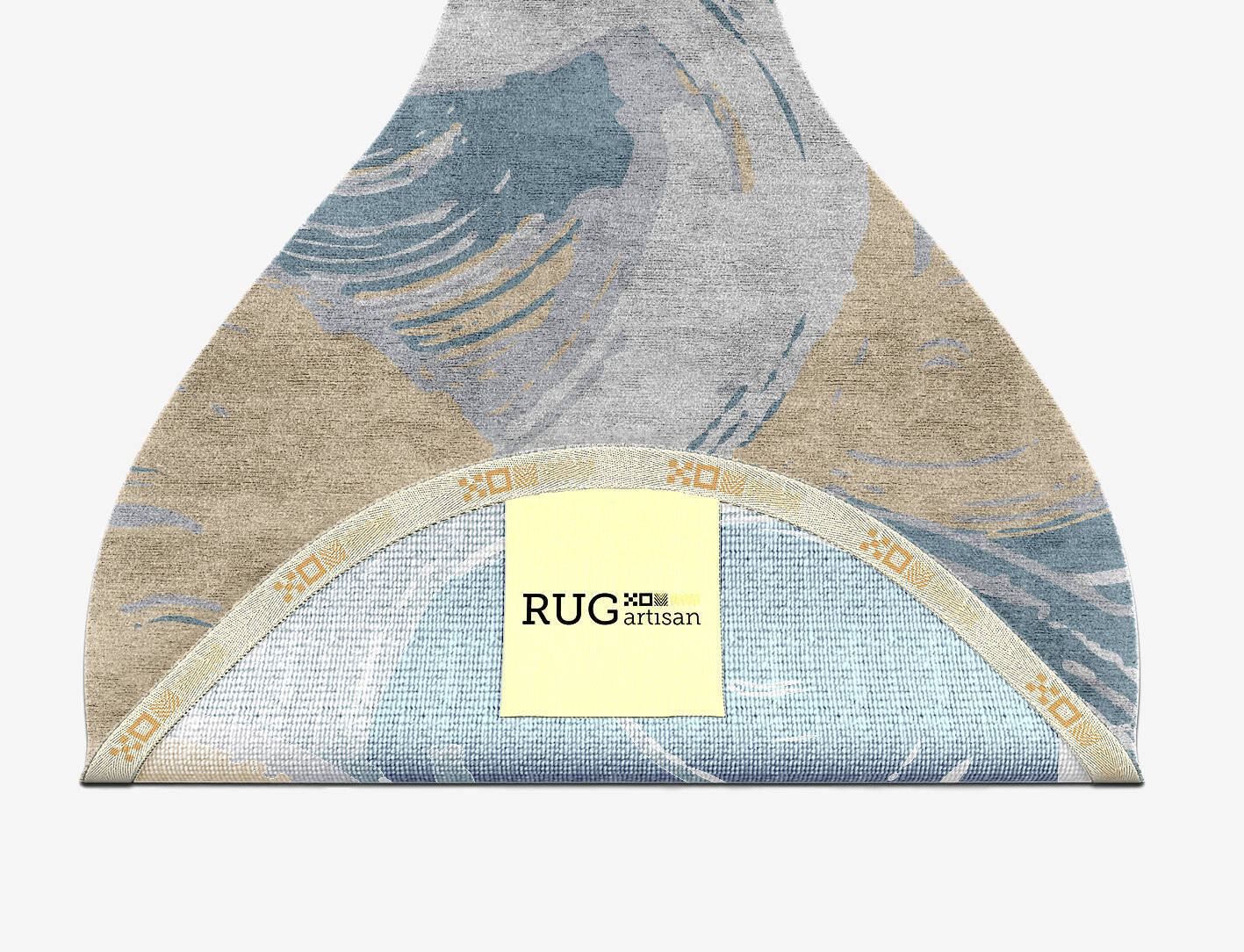 Curl Cerulean Drop Hand Knotted Bamboo Silk Custom Rug by Rug Artisan