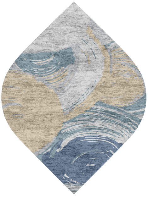Curl Cerulean Ogee Hand Knotted Bamboo Silk Custom Rug by Rug Artisan