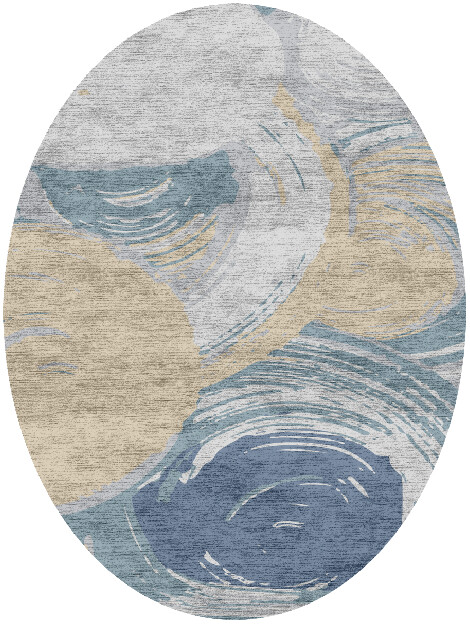Curl Cerulean Oval Hand Knotted Bamboo Silk Custom Rug by Rug Artisan