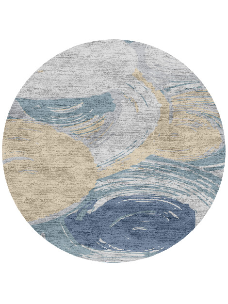 Curl Cerulean Round Hand Knotted Bamboo Silk Custom Rug by Rug Artisan