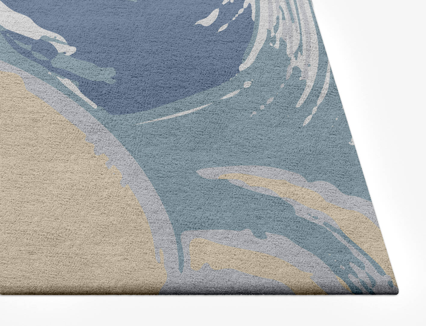 Curl Cerulean Rectangle Hand Tufted Pure Wool Custom Rug by Rug Artisan