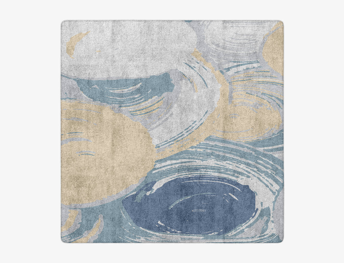 Curl Cerulean Square Hand Tufted Bamboo Silk Custom Rug by Rug Artisan