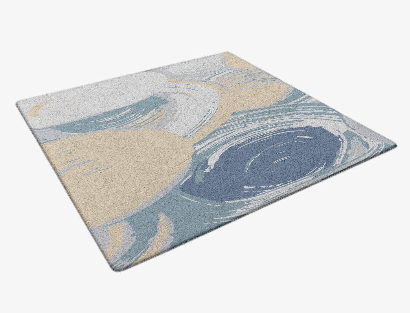 Curl Cerulean Square Hand Tufted Pure Wool Custom Rug by Rug Artisan