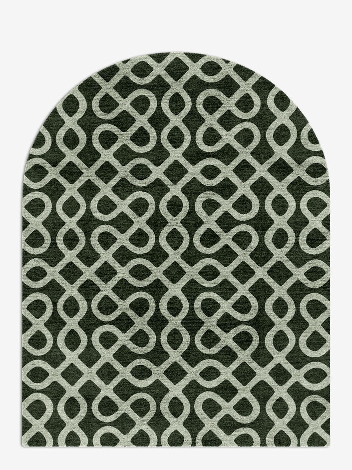 Cursive Modern Geometrics Arch Hand Knotted Bamboo Silk Custom Rug by Rug Artisan