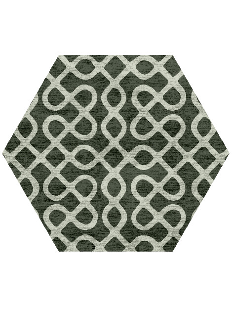 Cursive Modern Geometrics Hexagon Hand Knotted Bamboo Silk Custom Rug by Rug Artisan