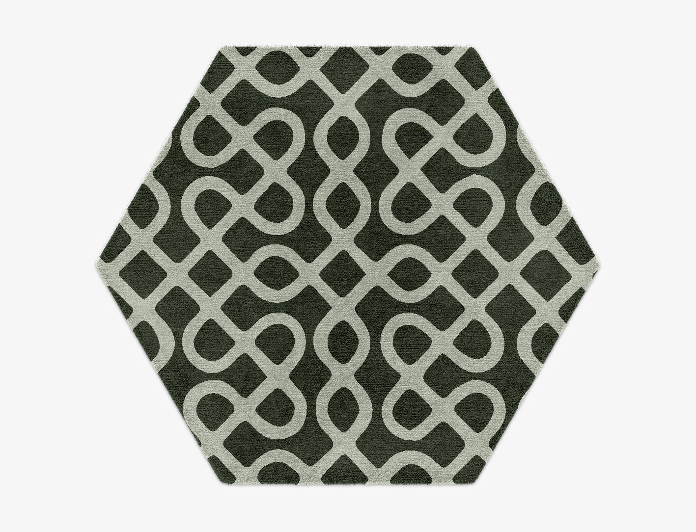 Cursive Modern Geometrics Hexagon Hand Knotted Tibetan Wool Custom Rug by Rug Artisan